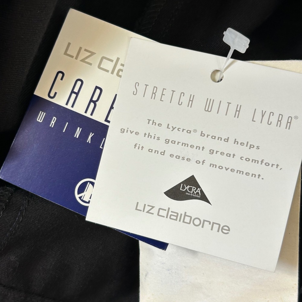 Liz Claiborne Liz Sport High Rise Black Trousers‎ Size 8 NWT Vintage 90s Stretch - Picture 12 of 14